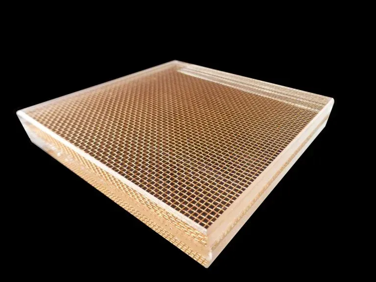 A clear plastic tray with holes in it on a black background.