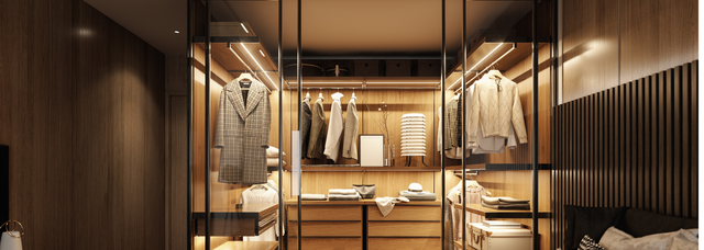 Picture of a glass walk-in closet