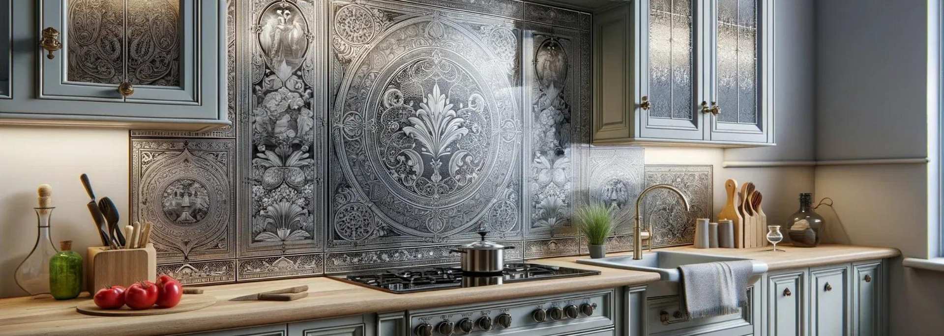 Picture of a mirrored splashback.

