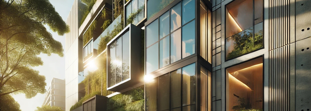 Picture of a building in sunlight with dark (smart!) windows. Picture of a building in sunlight with dark (smart!) windows.