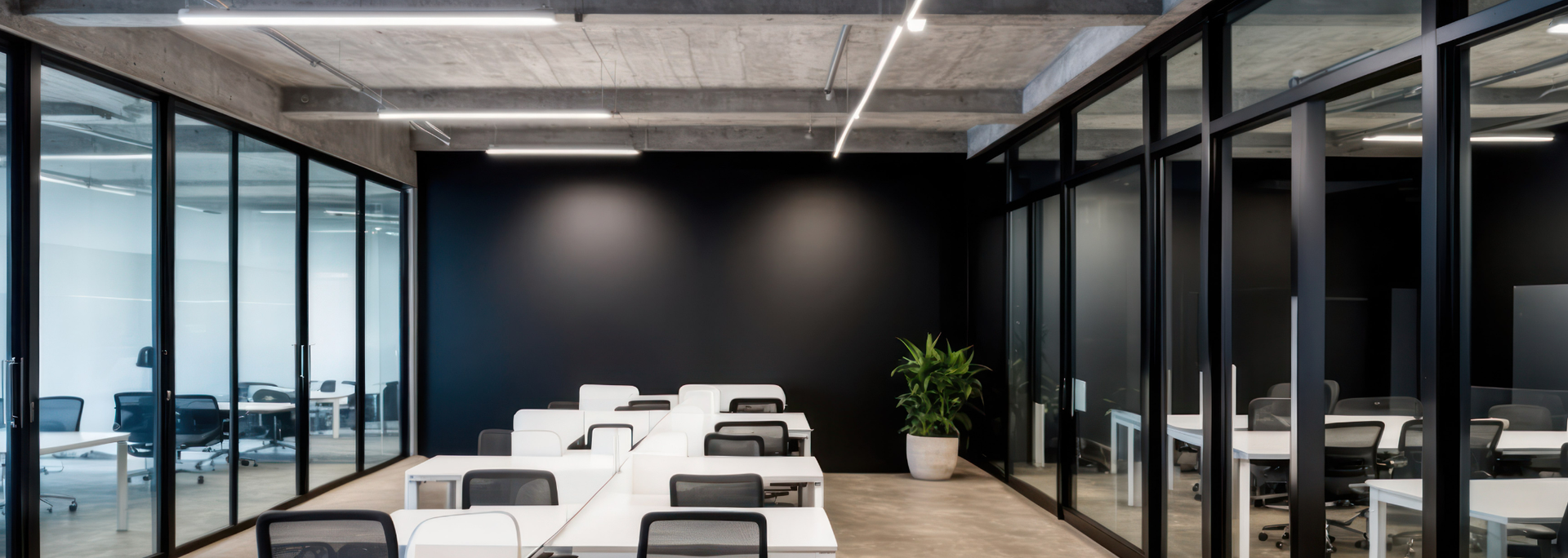 Picture of glass partitions in offices. 