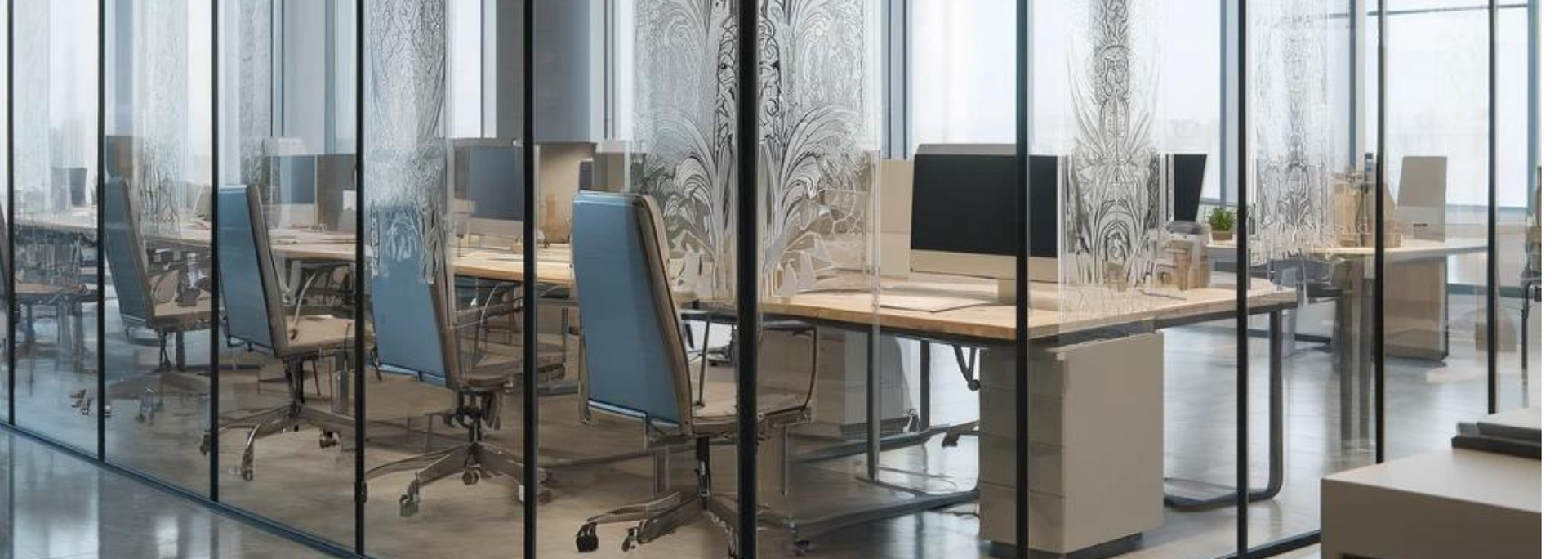 Picture of a printed glass office partition.