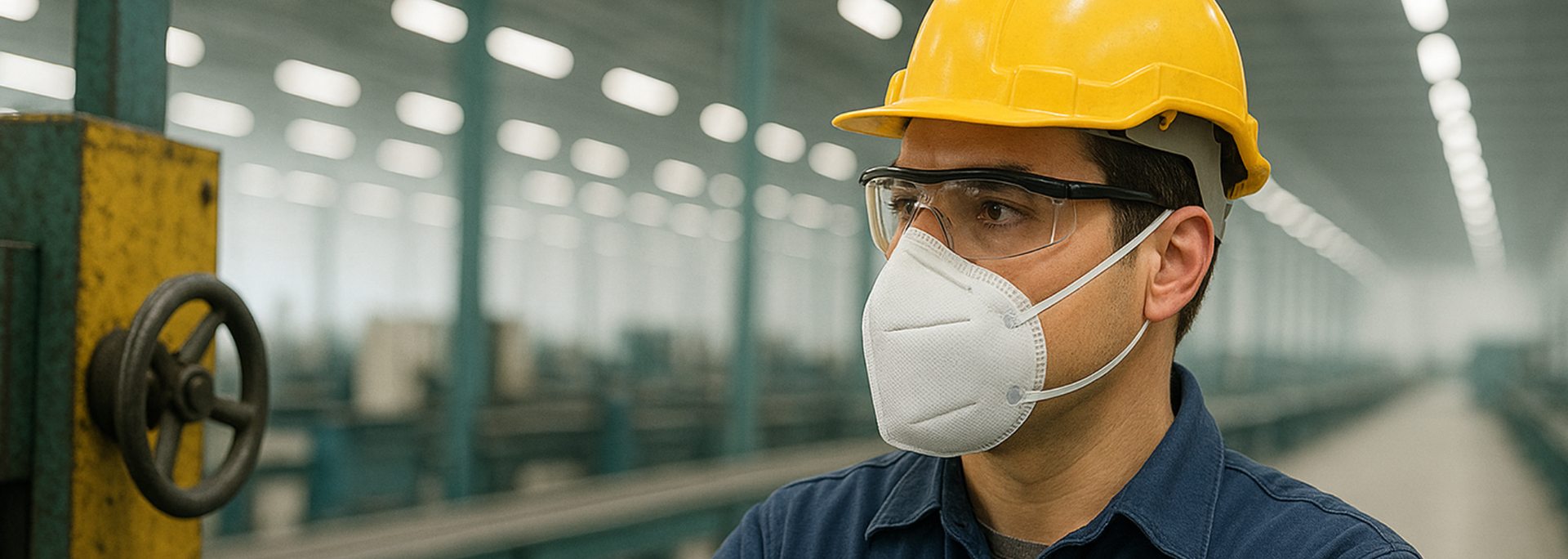 Picture of a worker wearing protective gear. Picture of a worker wearing protective gear.