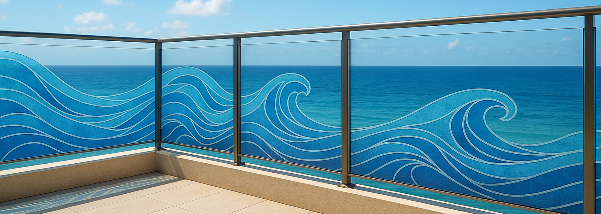 Picture of decorated balcony glass. Picture of decorated balcony glass.