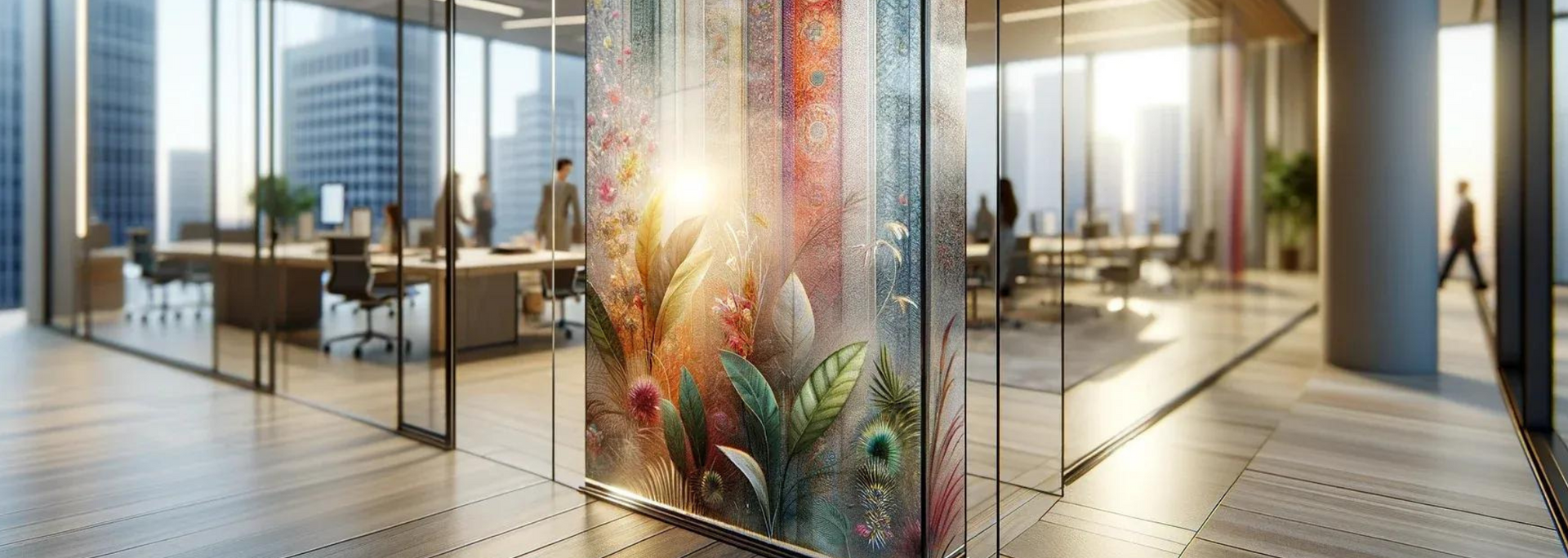 Picture of fabric glass on a partition.