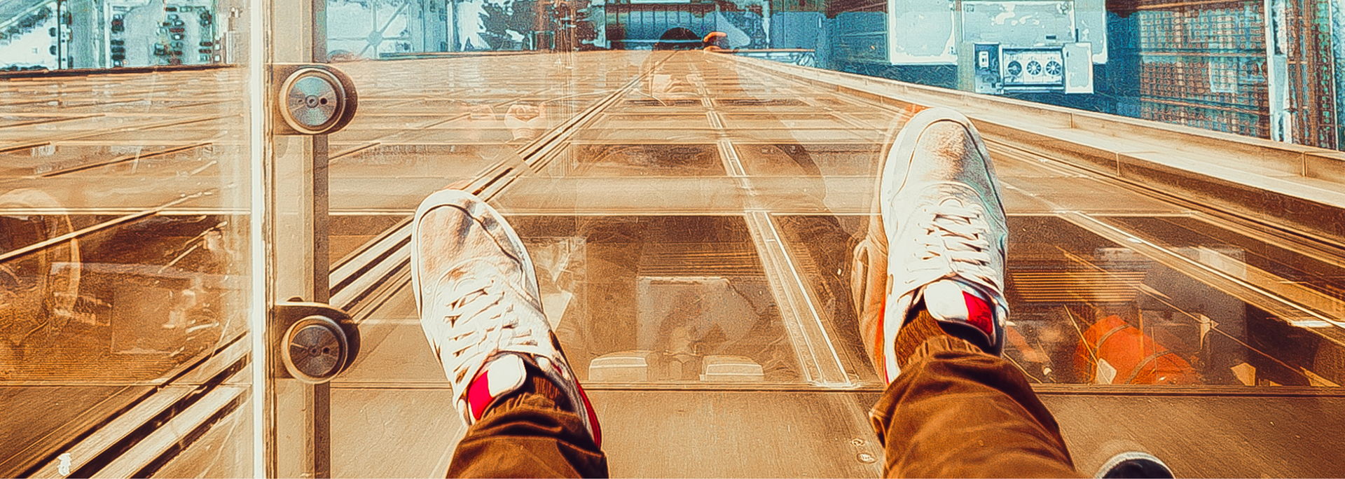 Picture of someone standing on a glass floor.