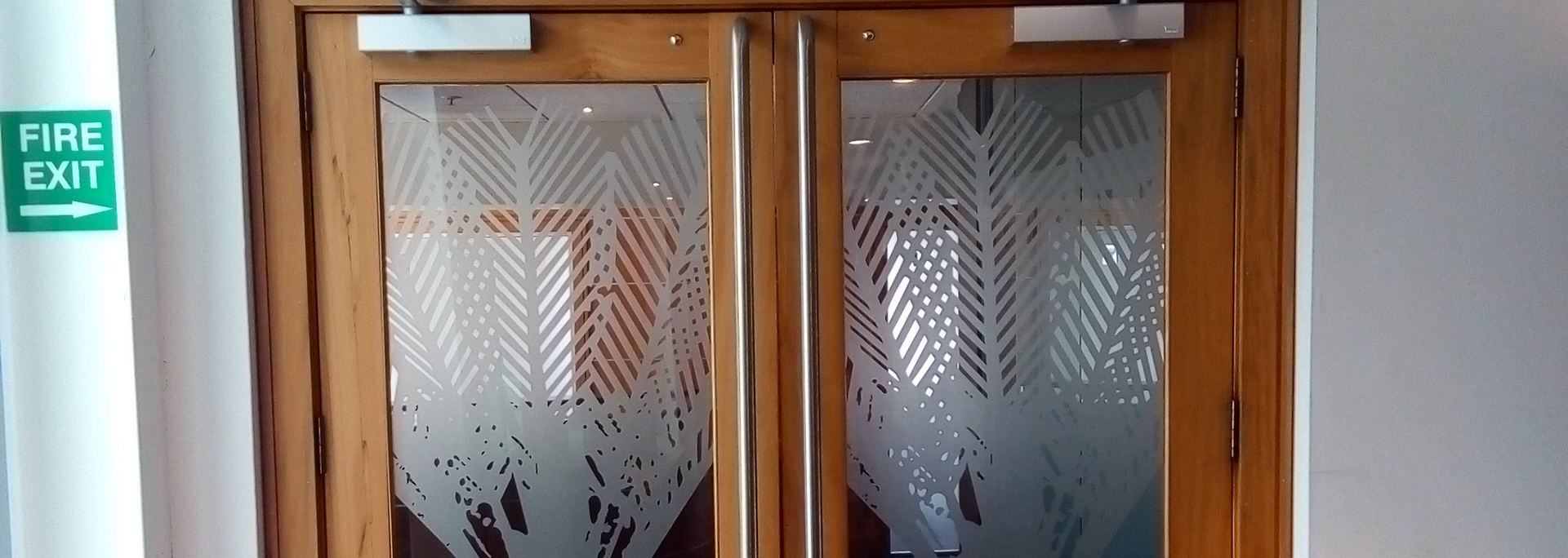 Picture of glass in a fire door.