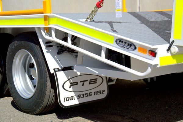 The Back of A White Pte Truck with A White Mud Flap — Welshpool, WA — PTE Group Pty Ltd