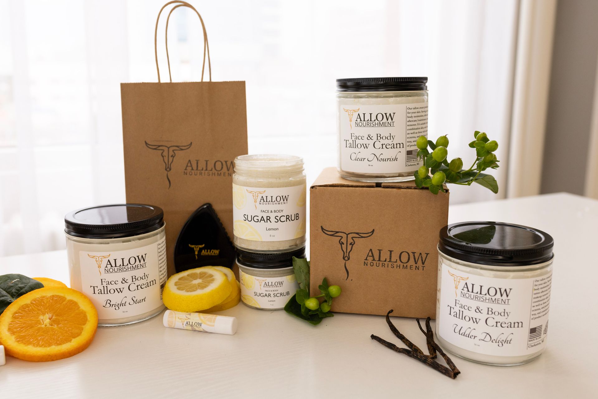 Allow Nourishment's product line on a table