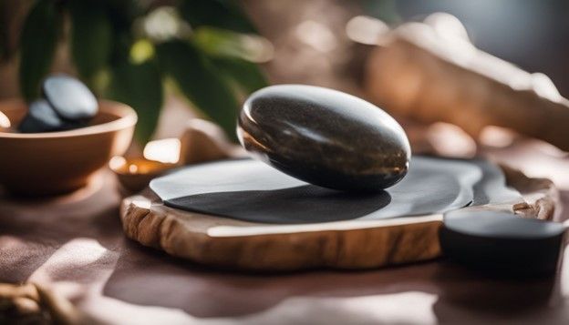 a large rock is sitting on top of a wooden cutting board .