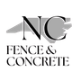 Logo for NC Fence & Concrete: "NC" letters over a gray outline of North Carolina, with text "FENCE & CONCRETE."