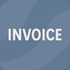 The word invoice is written in white on a blue background.