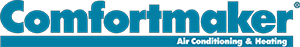 A blue comfortmaker air conditioning and heating logo