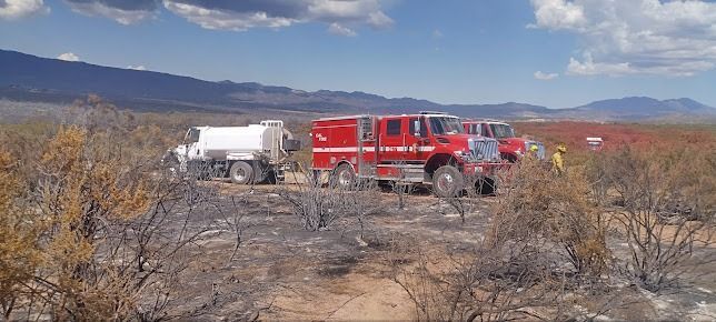 A smiling person wearing sunglasses and a cap gives a thumbs-up from a red vehicle, holding a metal fire hose nozzle.