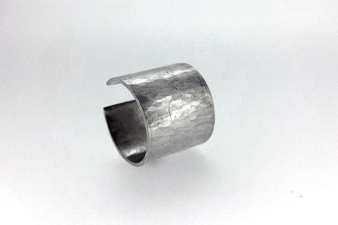 Adjustable sterling silver ring with planished texture