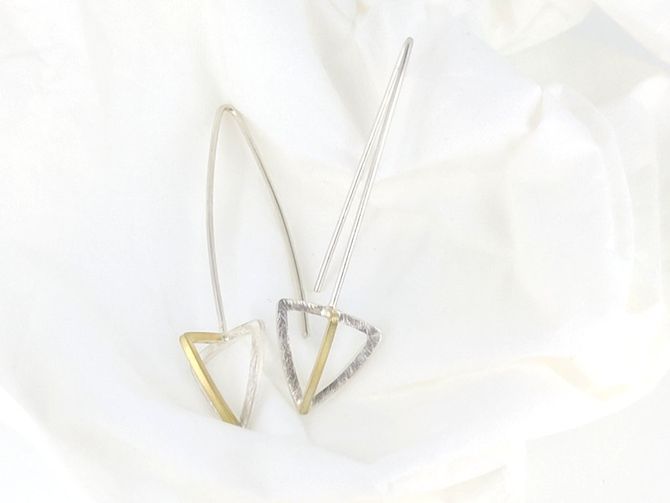 Small 18ct gold and sterling silver cathedral earrings