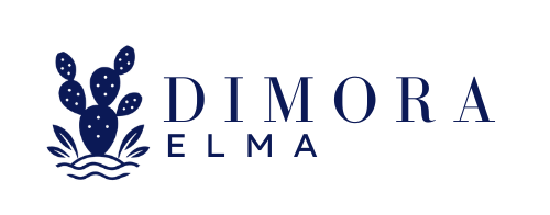 Logo con illustrazione di un cactus blu scuro, scritta 