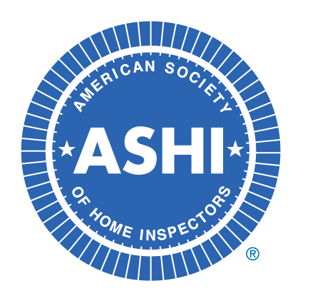 Blue circular logo for American Society of Home Inspectors (ASHI). White text and stars on blue background.