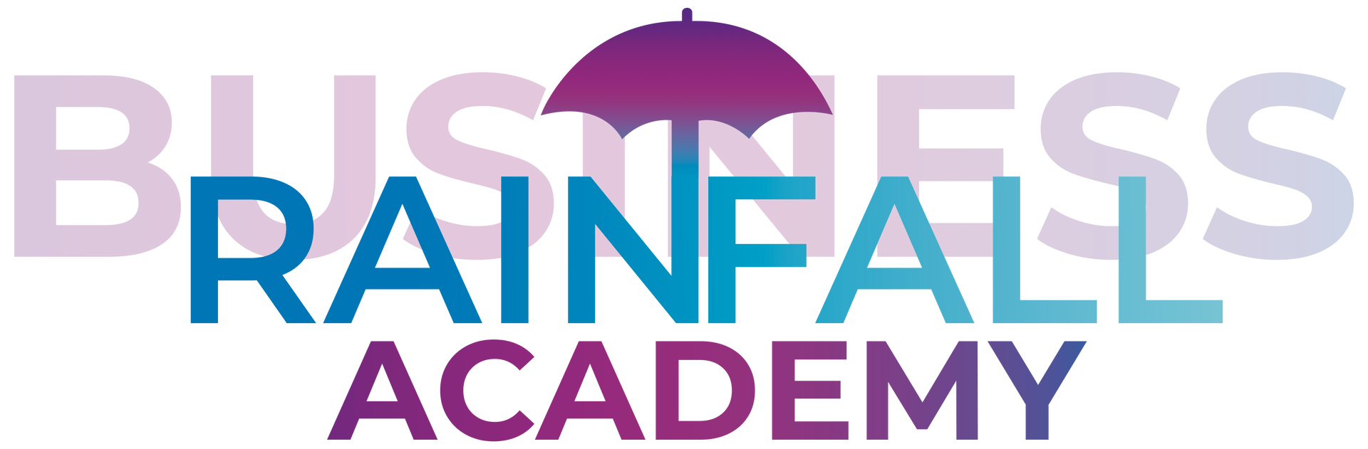 Logotipo para la empresa Rainfall Academy con icono de paraguas.