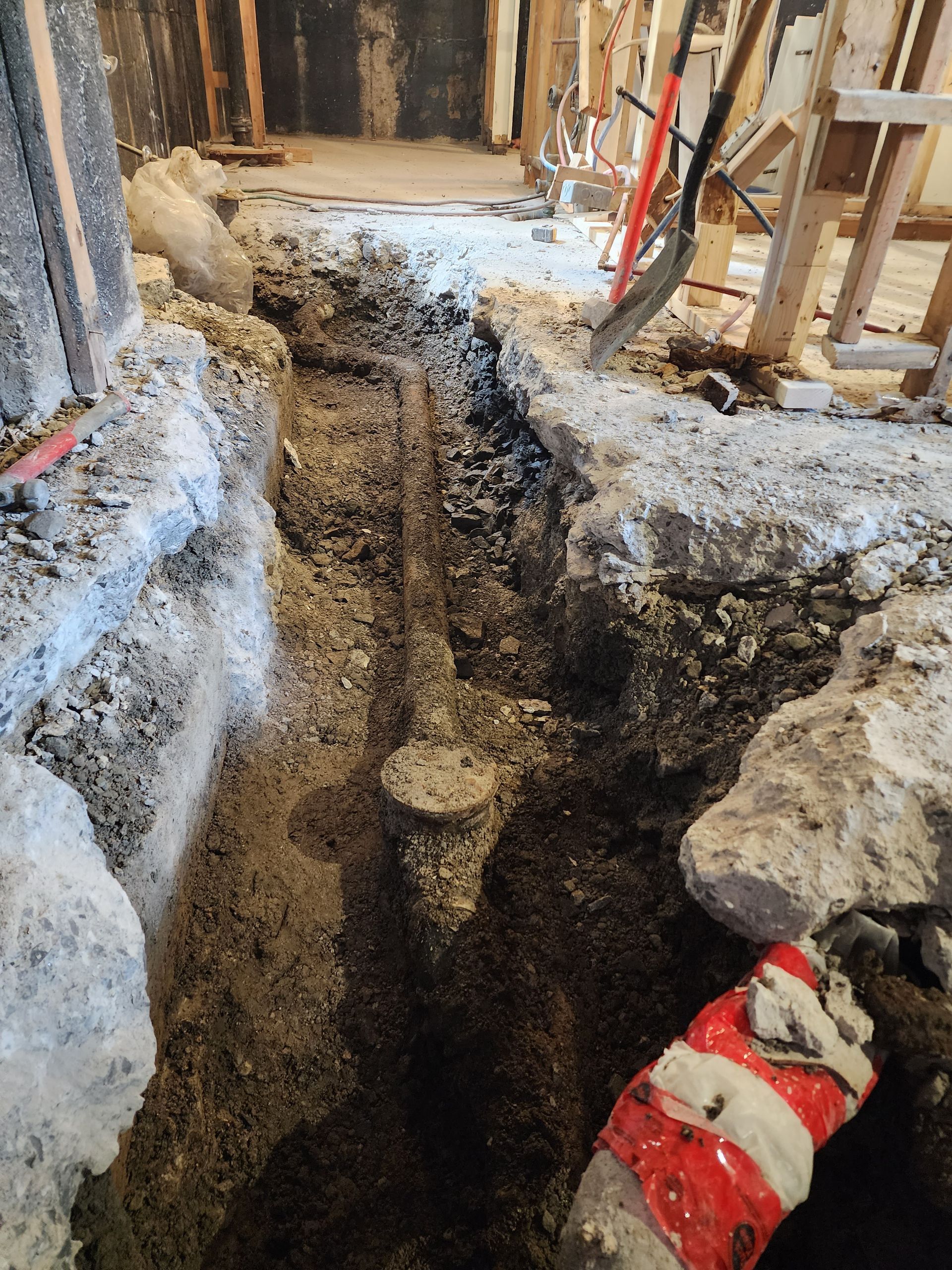 A person is digging a hole in the ground with a shovel.