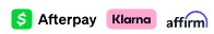 Payment options: Afterpay, Klarna, and affirm.
