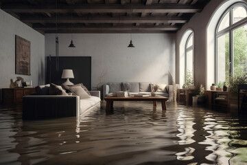 a flooded living room 