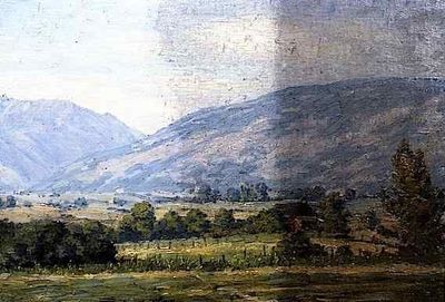 A landscape painting showing 3 phases of the surface cleaning process