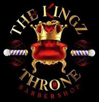 The logo for the kingz throne barbershop