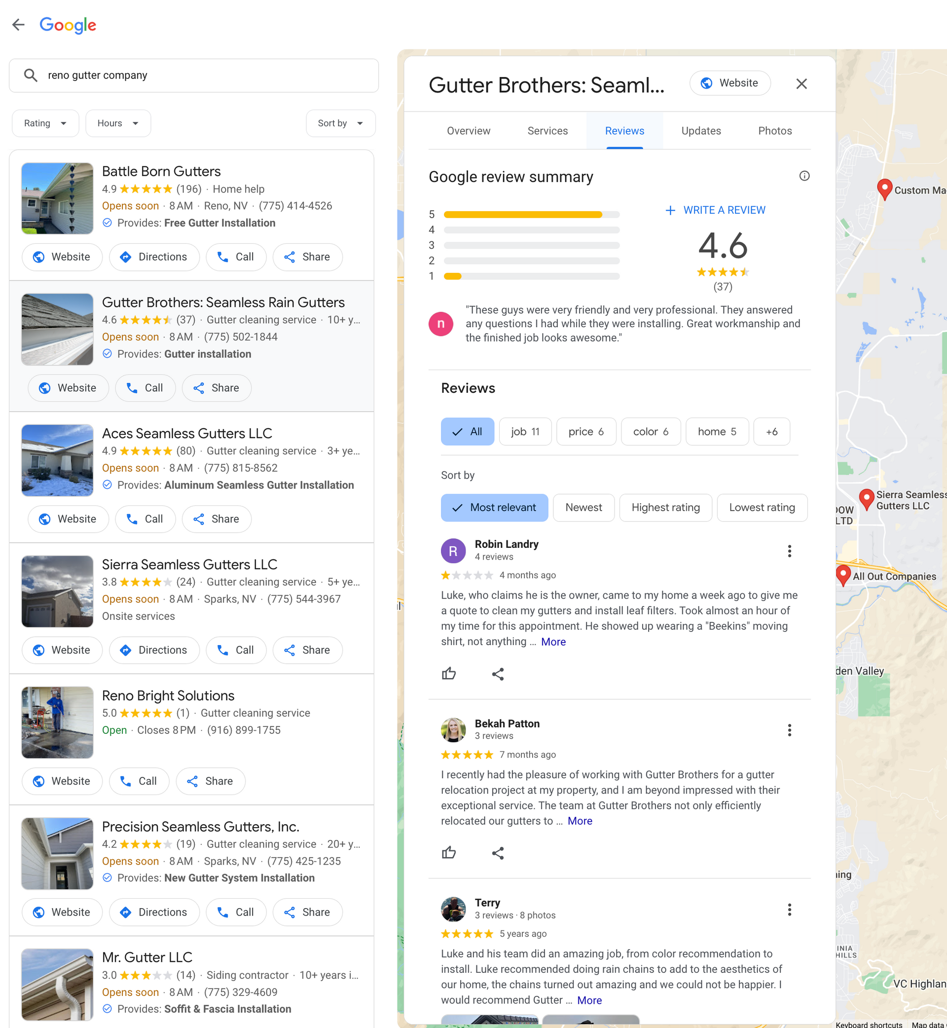 gutter local seo,google business profile for gutter companies