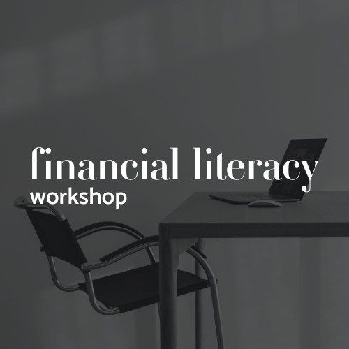 Dark photo of an empty chair beside a desk with an open laptop and the text 