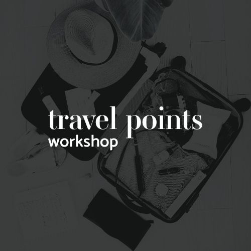 Dark flatlay of an open suitcase with travel items and the text 