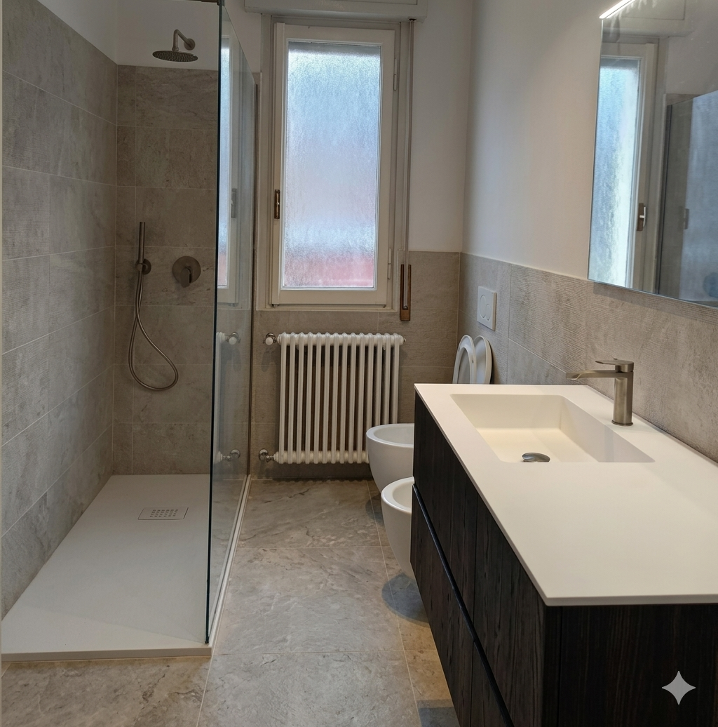 Soffitto bianco con luce da incasso, angolo architettonico e parete marrone.