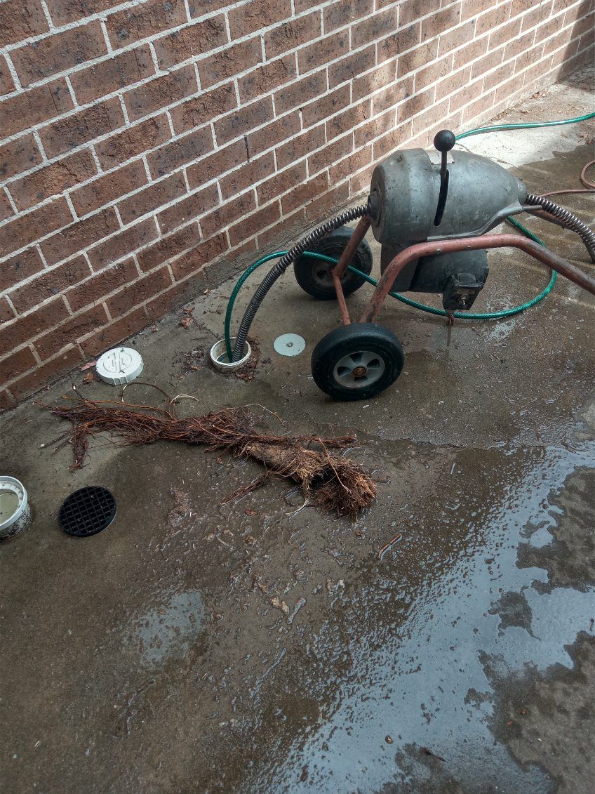 A bowl of food is sitting on a terrazzo counter next to a wooden cutting board.