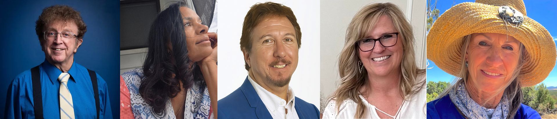 Five diverse headshots lined up, smiling at the viewer.