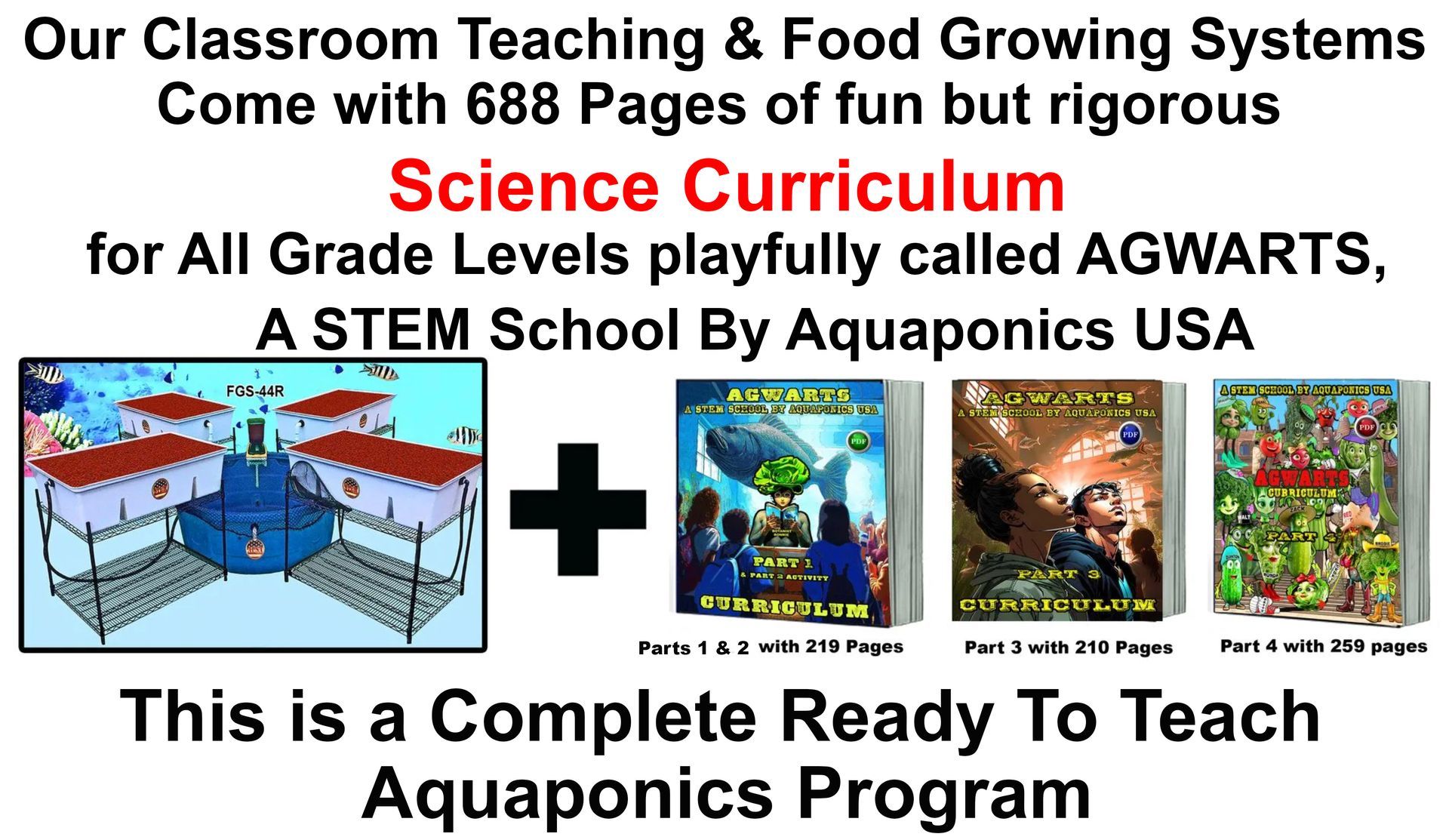 Aquaponics program: Classroom teaching system, curriculum, and books.