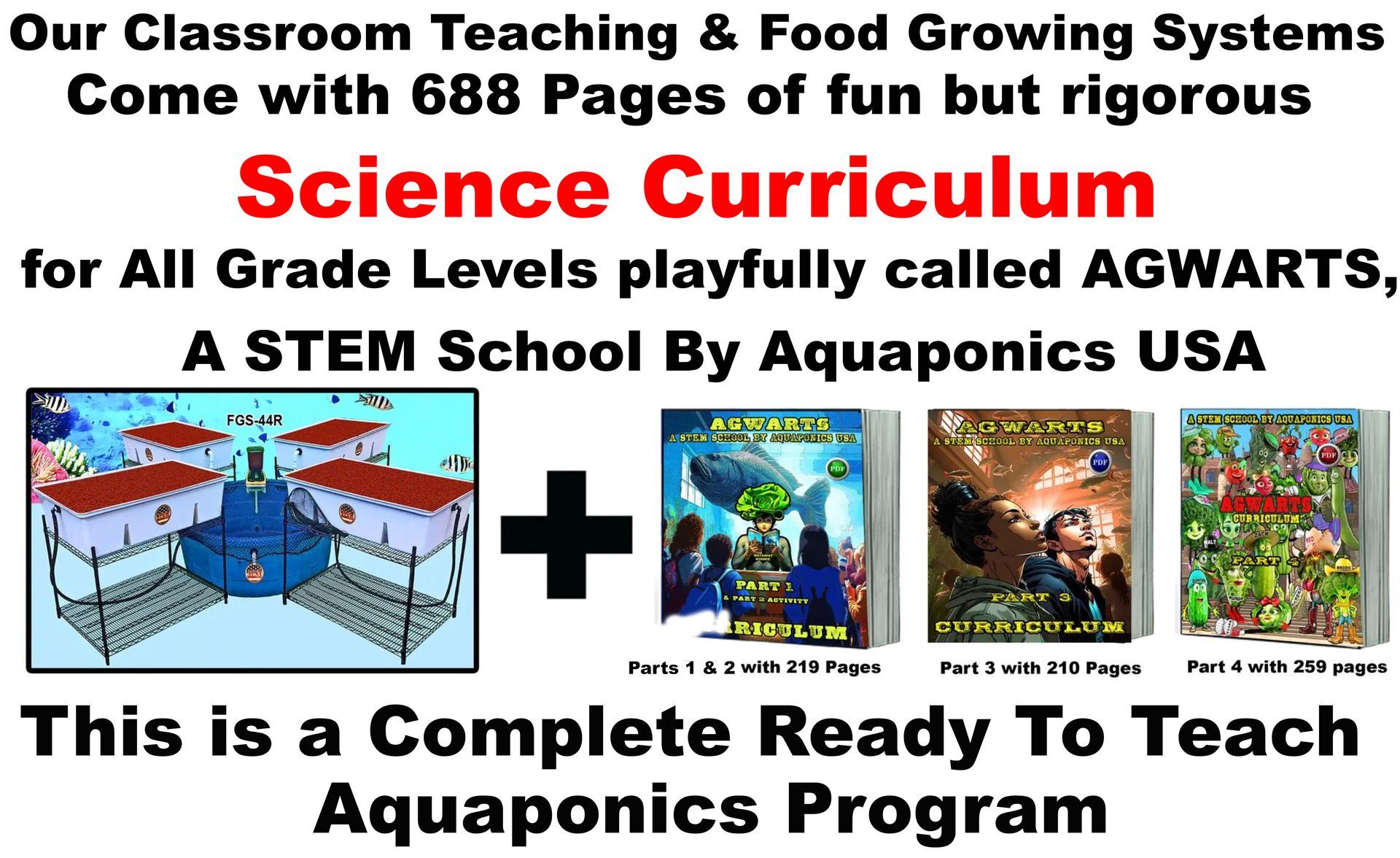 Aquaponics program: Classroom teaching system, curriculum, and books.