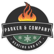 A logo for a company called parker & company heating and air