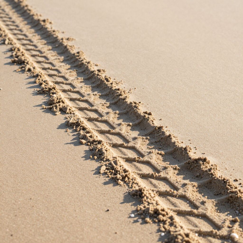 Person checking tire pressure with gauge on a car tire, likely on a beach.
