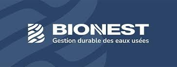 Le logo de bionest est sur fond bleu.