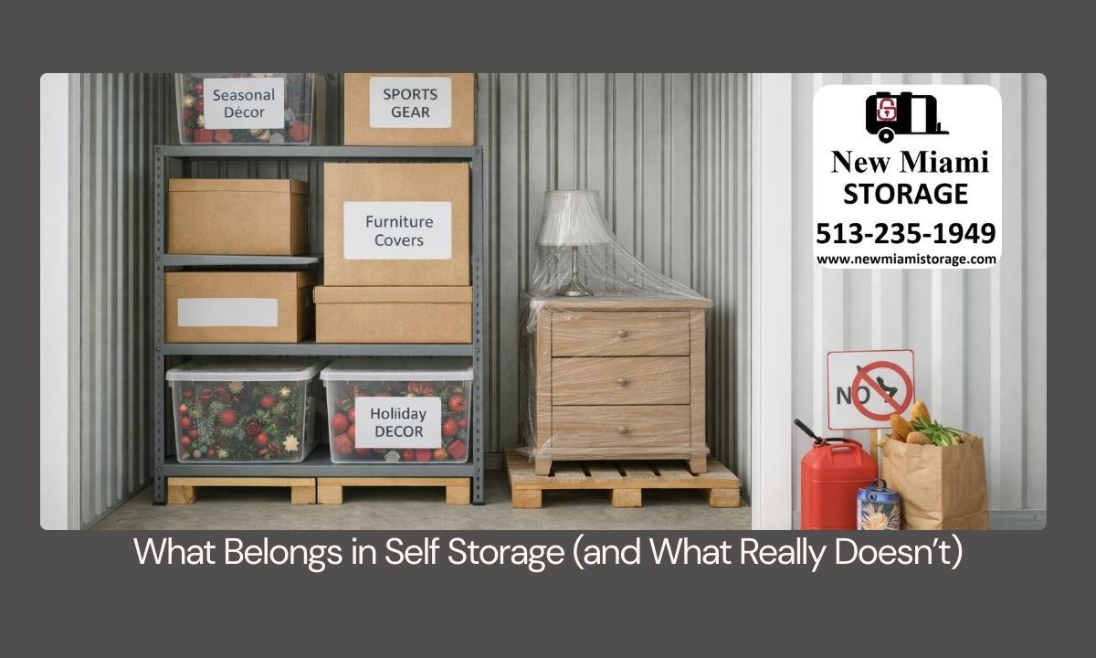 Checklist of what items belong in self storage and what items are not recommended