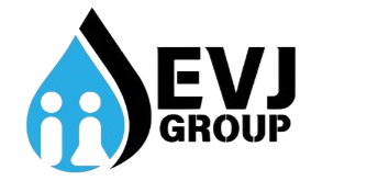 El logo del grupo evj tiene una gota de agua y dos personas.