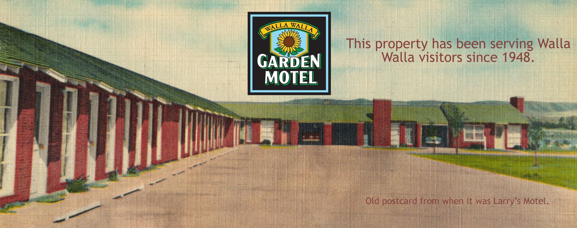 A picture of a garden motel shows a row of buildings