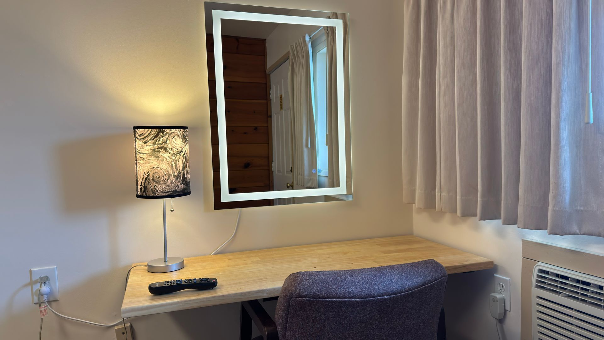 Mirror and desk in the suite