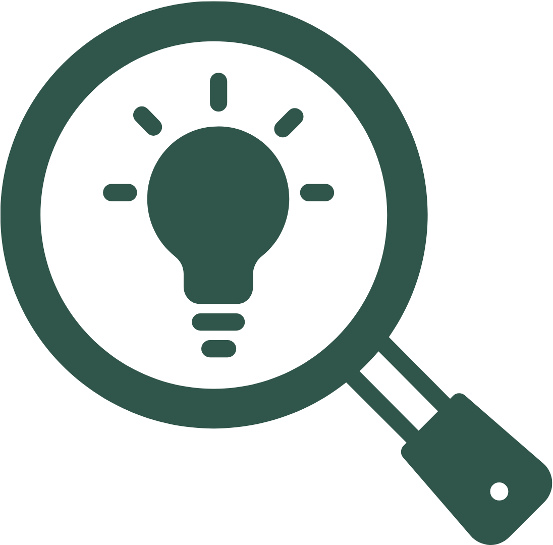 A magnifying glass with a light bulb inside of it.