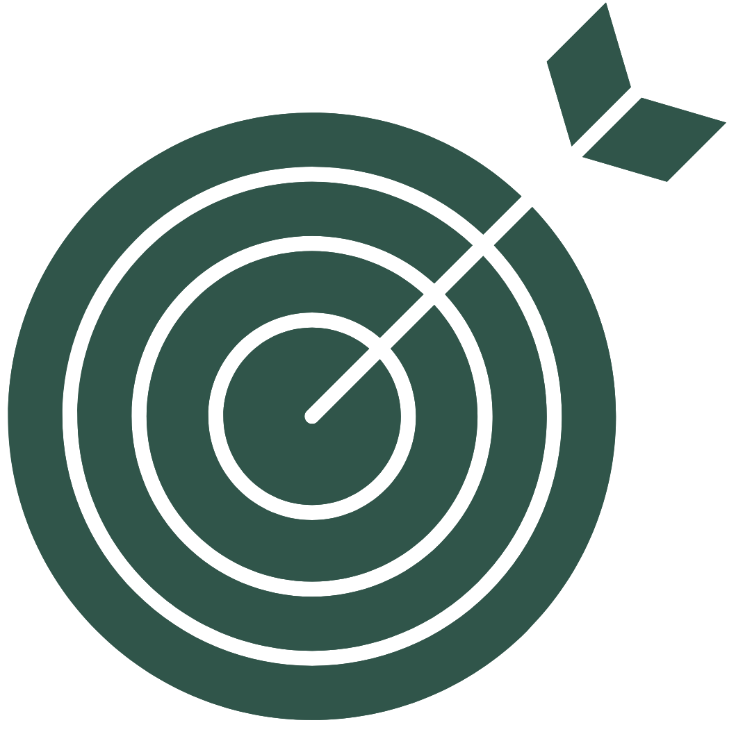 A green target with an arrow in the center.
