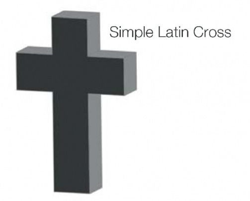 Black, 3D Latin cross, simple design, on a white background.