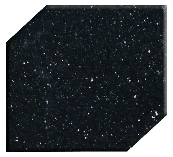 Dark countertop with speckled white inclusions.