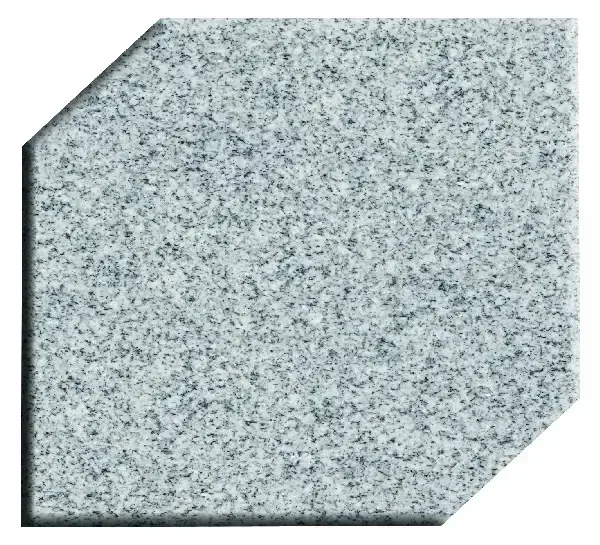Gray granite tile with a beveled edge.