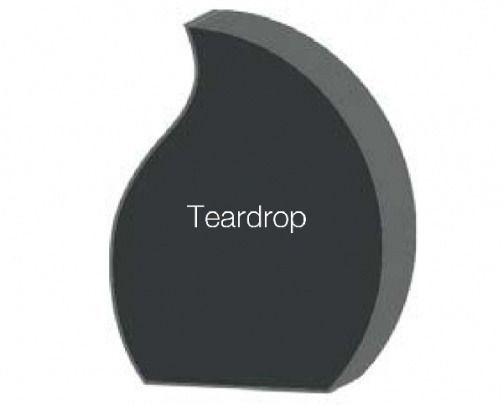 Gray teardrop shape with 