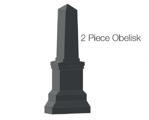 Dark gray 2-piece obelisk, possibly a monument or gravestone, against a white background.